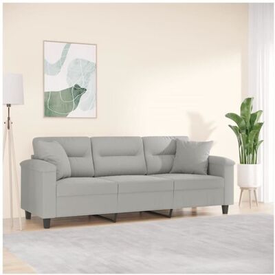 OEM Canapé 3 Places - Vgeby - Gris Clair - Tissu Microfibre - Design Moderne - Oreillers Décoratifs - Publicité OEM Canapé 3 Places - Vgeby - Gris Clair - Tissu Microfibre - Design Moderne - Oreillers Décoratifs - Publicité