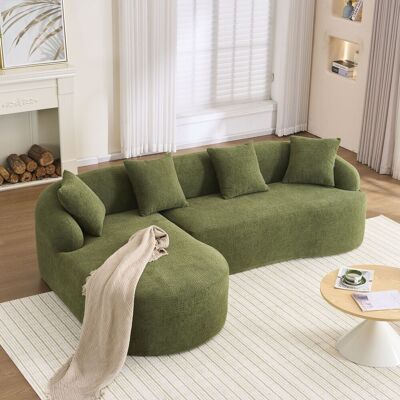 OEM Canapé D’angle Modulaire Avec Fauteuil Longue À Gauche + Canapé 2 Places, Revêtement En Shérpa Doux Et Élégant, Prêt À L’emploi, Idéal Pour Salon, Appartement Ou Bureau – Vert - Publicité OEM Canapé D’angle Modulaire Avec Fauteuil Longue À Gauche + Canapé 2 Places, Revêtement En Shérpa Doux Et Élégant, Prêt À L’emploi, Idéal Pour Salon, Appartement Ou Bureau – Vert - Publicité