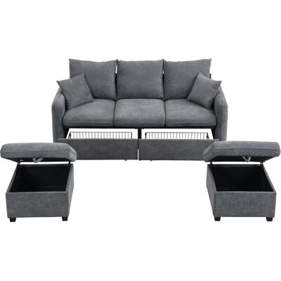 FLACEWESTA Canapé D’angle 3 Places Avec Rangements Et Pouf – Déhoussable En Lit, Tissu Chenille, Modulable - Publicité FLACEWESTA Canapé D’angle 3 Places Avec Rangements Et Pouf – Déhoussable En Lit, Tissu Chenille, Modulable - Publicité