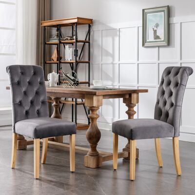 DEVOKO Lot De 2 Fauteuils Velours Gris, Pieds Chêne, Poignée Et Chromé, Pour Chambre, Cuisine Et Salon Contemporain Chic - Publicité DEVOKO Lot De 2 Fauteuils Velours Gris, Pieds Chêne, Poignée Et Chromé, Pour Chambre, Cuisine Et Salon Contemporain Chic - Publicité