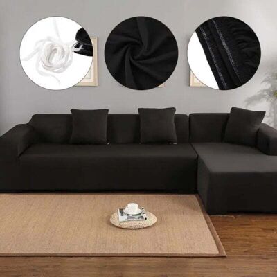 OEM Housse De Canapé D'Angle 2 Places+3 Places Lot De 2 Housse Canape Dangle Élastique En Forme De L Pour Canapé De Angle, Housse Meridienne, Polyester, Anti-taches, Facile À Nettoyer, Noir-dou - Publicité OEM Housse De Canapé D'Angle 2 Places+3 Places Lot De 2 Housse Canape Dangle Élastique En Forme De L Pour Canapé De Angle, Housse Meridienne, Polyester, Anti-taches, Facile À Nettoyer, Noir-dou - Publicité