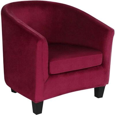 OEM Velours Housse De Fauteuil Club Cabriolet Ensemble De 2 Pièces Avec Housse De Coussin, Housse Pour Fauteuil Salon Crapaud Extensible Tub Chair, Vin Rouge - Publicité OEM Velours Housse De Fauteuil Club Cabriolet Ensemble De 2 Pièces Avec Housse De Coussin, Housse Pour Fauteuil Salon Crapaud Extensible Tub Chair, Vin Rouge - Publicité