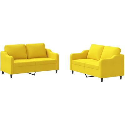 Maison Exclusive - Ensemble De Canapés 2 Pcs Avec Coussins Jaune Clair Tissu - Publicité Maison Exclusive - Ensemble De Canapés 2 Pcs Avec Coussins Jaune Clair Tissu - Publicité
