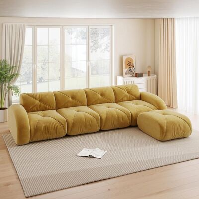 OEM Fauteuil En L, Canapé Modulable, Canapé D'Angle Quatre Places Idéal Pour Le Salon, Base Antidérapante, Aucun Montage Requis, Canapé Modulable Avec Repose-pieds, Jaune - Publicité OEM Fauteuil En L, Canapé Modulable, Canapé D'Angle Quatre Places Idéal Pour Le Salon, Base Antidérapante, Aucun Montage Requis, Canapé Modulable Avec Repose-pieds, Jaune - Publicité