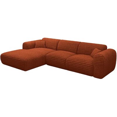 VENTE-UNIQUE Grand Canapé D'Angle Gauche En Velours Côtelé Grosses Côtes Terracotta Pogni De Maison Céphy - Publicité VENTE-UNIQUE Grand Canapé D'Angle Gauche En Velours Côtelé Grosses Côtes Terracotta Pogni De Maison Céphy - Publicité