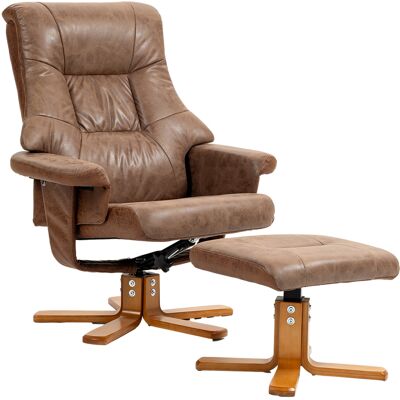 OEM Fauteuil Relax Inclinable 135° Pivotant 360° Avec Repose-pieds Revêtement Microfibre Marron - Publicité OEM Fauteuil Relax Inclinable 135° Pivotant 360° Avec Repose-pieds Revêtement Microfibre Marron - Publicité