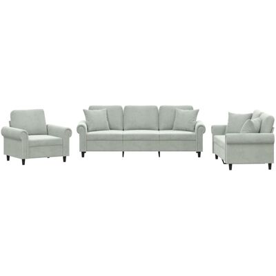 Maison Exclusive - Ensemble De Canapés 3 Pcs Avec Coussins Gris Clair Velours - Publicité Maison Exclusive - Ensemble De Canapés 3 Pcs Avec Coussins Gris Clair Velours - Publicité