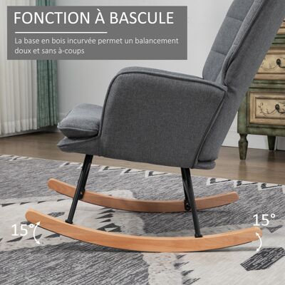 OEM Fauteuil À Bascule Repose-pieds Rocking Chair Large Dossier Haut Coussin 64x89x90 Cm Gris - Publicité OEM Fauteuil À Bascule Repose-pieds Rocking Chair Large Dossier Haut Coussin 64x89x90 Cm Gris - Publicité