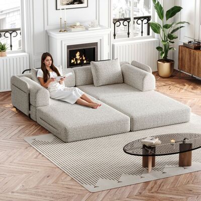 ACKERMAN Canapé-lit 2 En 1 En Chenille Avec Compartiment De Rangement Dans L'Accoudoir, Trois Structures Métalliques Et De Multiples Configurations Possibles. 2 Pièces - Publicité ACKERMAN Canapé-lit 2 En 1 En Chenille Avec Compartiment De Rangement Dans L'Accoudoir, Trois Structures Métalliques Et De Multiples Configurations Possibles. 2 Pièces - Publicité