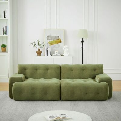 OEM Canapé Cloud Xxl 2 Places Avec Accoudoirs Larges, Design Moderne À Boutons, Forme Incurvée – Idéal Pour Salon Et Appartement, Prêt À L’emploi – Vert - Publicité OEM Canapé Cloud Xxl 2 Places Avec Accoudoirs Larges, Design Moderne À Boutons, Forme Incurvée – Idéal Pour Salon Et Appartement, Prêt À L’emploi – Vert - Publicité