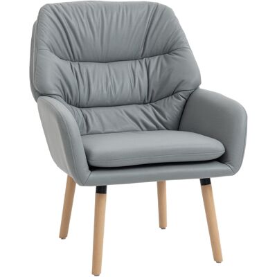 ARRIGONI Fauteuil Moderne De Chambre Avec Dossier Haut Double Rembourrage Effet Cuir Gris - Publicité ARRIGONI Fauteuil Moderne De Chambre Avec Dossier Haut Double Rembourrage Effet Cuir Gris - Publicité