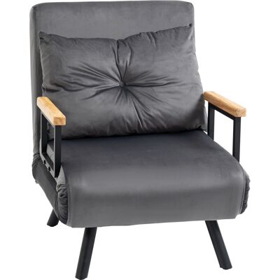 ACKERMAN Fauteuil-lit, Canapé Individuel Avec Fonction Couchage, Fauteuil Relax Avec Dossier Réglable, Aspect Velours, Gris Foncé - Publicité ACKERMAN Fauteuil-lit, Canapé Individuel Avec Fonction Couchage, Fauteuil Relax Avec Dossier Réglable, Aspect Velours, Gris Foncé - Publicité