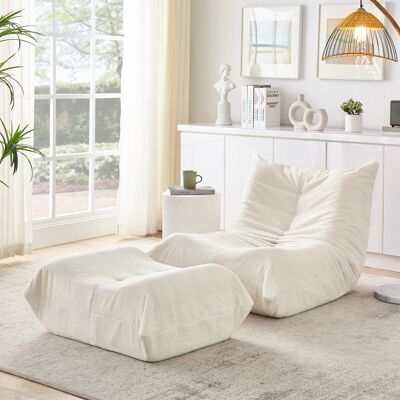 ARRIGONI Canapé Paresseux Avec Dossier Et Repose-pieds, Fauteuil Relax, Pouf De Lecture Au Sol En Teddy Doux, Confortable Canapé De Sol Individuel Pour Salon, Chambre, Bureau, Appartement, Beige - Publicité ARRIGONI Canapé Paresseux Avec Dossier Et Repose-pieds, Fauteuil Relax, Pouf De Lecture Au Sol En Teddy Doux, Confortable Canapé De Sol Individuel Pour Salon, Chambre, Bureau, Appartement, Beige - Publicité