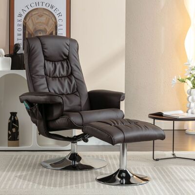 ACKERMAN Fauteuil De Massage Capitonné Pu Avec Pouf, Repose-pied Avec Appareil De Massage 5 Points Pour Salon Et Chambre, Marron - Publicité ACKERMAN Fauteuil De Massage Capitonné Pu Avec Pouf, Repose-pied Avec Appareil De Massage 5 Points Pour Salon Et Chambre, Marron - Publicité