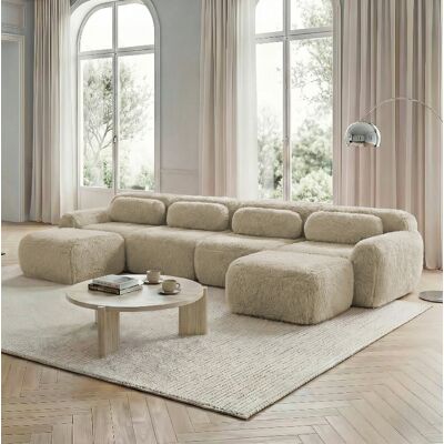 BEAOK Canapé D’angle Modulaire En Tissu Pelucheux Kaki Clair Sans Montage, Avec Coussins Et Base Antidérapante - Publicité BEAOK Canapé D’angle Modulaire En Tissu Pelucheux Kaki Clair Sans Montage, Avec Coussins Et Base Antidérapante - Publicité