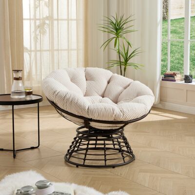 OEM Chaise Ergonomique Confortable À Rotin Papasan Pivotant À 360°, Pour Intérieur Et Extérieur, Avec Coussin Moelleux Et Épais. Idéale Pour Salon, Chambre, Salle De Lecture. Cadre Brun Avec Coussin En Ve - Publicité OEM Chaise Ergonomique Confortable À Rotin Papasan Pivotant À 360°, Pour Intérieur Et Extérieur, Avec Coussin Moelleux Et Épais. Idéale Pour Salon, Chambre, Salle De Lecture. Cadre Brun Avec Coussin En Ve - Publicité