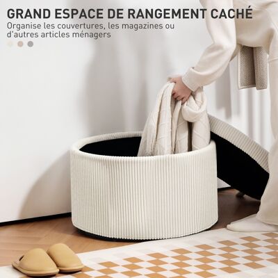 OEM Pouf Coffre Velours Côtelé 120 Kg Ø60x41 Cm Beige - Publicité OEM Pouf Coffre Velours Côtelé 120 Kg Ø60x41 Cm Beige - Publicité