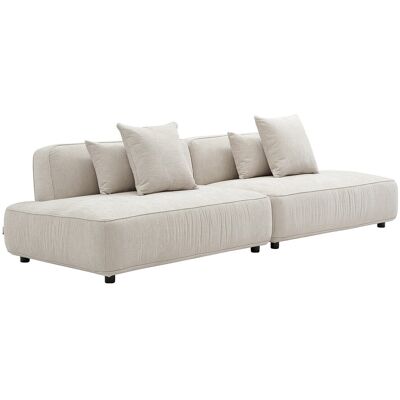 VENTE-UNIQUE Canapé 5 Places Ouvert Modulable En Tissu Chenille Beige Lelaco - Publicité VENTE-UNIQUE Canapé 5 Places Ouvert Modulable En Tissu Chenille Beige Lelaco - Publicité