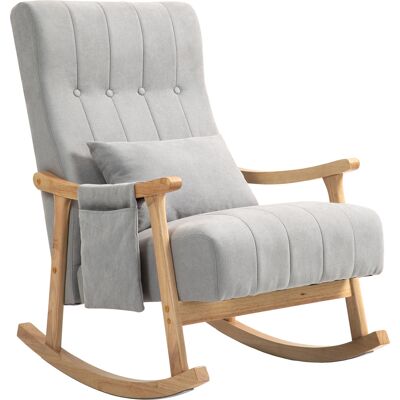 ACKERMAN Fauteuil À Bascule Rembourré Avec Coussin Lombaire, Poche Latérale, Fauteuil Relax Avec Structure En Bois, Aspect Lin Pour Salon Et Chambre, Gris - Publicité ACKERMAN Fauteuil À Bascule Rembourré Avec Coussin Lombaire, Poche Latérale, Fauteuil Relax Avec Structure En Bois, Aspect Lin Pour Salon Et Chambre, Gris - Publicité
