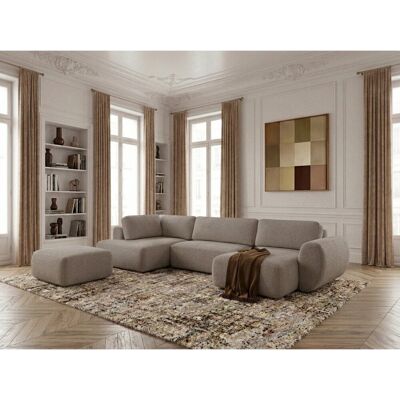 Bobochic - Canapé Panoramique Convertible Coffre Denise Tissu Texturé Avec Pouf Angle Droit Taupe - Publicité Bobochic - Canapé Panoramique Convertible Coffre Denise Tissu Texturé Avec Pouf Angle Droit Taupe - Publicité