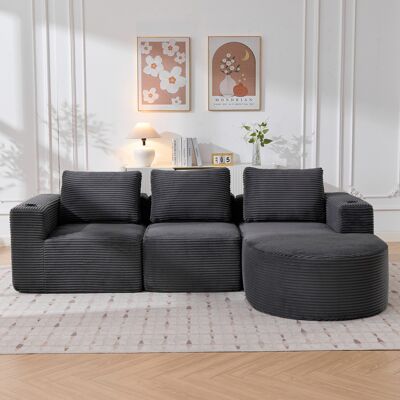KELLANY Canapé Deux Places Confortable De 265 Cm De Large, Entièrement Compressible, Avec Trois Coussins (coussin En Plumes Et Deux Porte-gobelets En Plastique). Idéal Pour Les Petits Salons, Appartements Et - Publicité KELLANY Canapé Deux Places Confortable De 265 Cm De Large, Entièrement Compressible, Avec Trois Coussins (coussin En Plumes Et Deux Porte-gobelets En Plastique). Idéal Pour Les Petits Salons, Appartements Et - Publicité