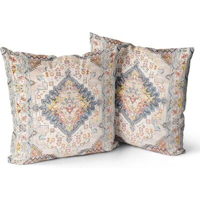 OEM Housse De Coussin Bohème, Fleur Vintage, 18x18 Pouces, Set De 2, Décoration Salon, Chambre, Canapé - Publicité OEM Housse De Coussin Bohème, Fleur Vintage, 18x18 Pouces, Set De 2, Décoration Salon, Chambre, Canapé - Publicité
