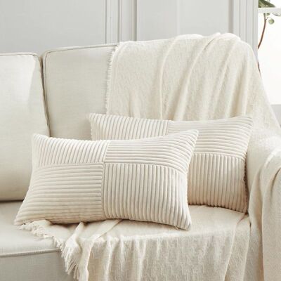 Vision Lot De 2 Boho Housse De Coussin 30x50 Crème,à Motif Croisé Decoration Beige Clair Housses De Coussin En Velours Côtelé,douillet Taie D'Oreiller Housse Coussin Moderne Pour Canapé Chambre Lit - Publicité Vision Lot De 2 Boho Housse De Coussin 30x50 Crème,à Motif Croisé Decoration Beige Clair Housses De Coussin En Velours Côtelé,douillet Taie D'Oreiller Housse Coussin Moderne Pour Canapé Chambre Lit - Publicité