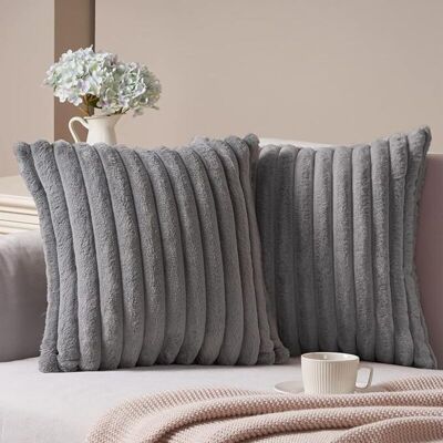 OEM Lot De 2 Housses De Coussin En Velours Côtelé Gris, Moelleuses Et Douces, 40x40 Cm, Pour Canapé, Salon, Chambre, Lit. Publicité OEM Lot De 2 Housses De Coussin En Velours Côtelé Gris, Moelleuses Et Douces, 40x40 Cm, Pour Canapé, Salon, Chambre, Lit. Publicité