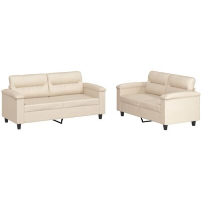 Maison Exclusive - Ensemble De Canapés 2 Pcs Avec Coussins Beige Tissu Microfibre - Publicité Maison Exclusive - Ensemble De Canapés 2 Pcs Avec Coussins Beige Tissu Microfibre - Publicité