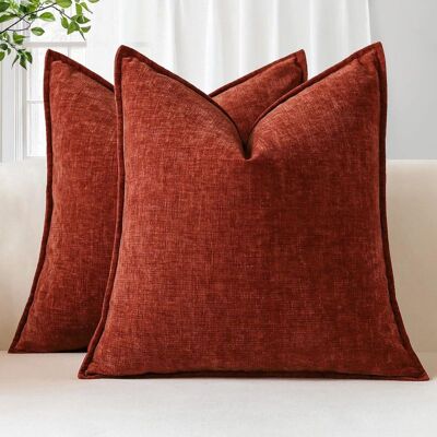 Vision Lot De 2 Housse De Coussin 45x45 Cm En Chenille Doux, Housse Coussins Avec Bordures Cousues Taies D'Oreiller Unies Décoratives Pour Lit Canapé Chambre Salon, Rouille - Publicité Vision Lot De 2 Housse De Coussin 45x45 Cm En Chenille Doux, Housse Coussins Avec Bordures Cousues Taies D'Oreiller Unies Décoratives Pour Lit Canapé Chambre Salon, Rouille - Publicité