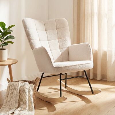 OEM Fauteuil À Bascule Rocking Chair Revêtement Effet Laine Bouclée. Structure En Acier 71 X 98 X 101 Cm Beige - Publicité OEM Fauteuil À Bascule Rocking Chair Revêtement Effet Laine Bouclée. Structure En Acier 71 X 98 X 101 Cm Beige - Publicité
