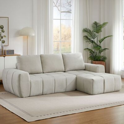ACKERMAN Canapé Compressé, Canapé D'Angle Oversized Moderne, Canapé En L En Cord Luxueux Avec Coussins Amovibles, Canapés Capitonnés Pour Salon, Appartement Et Bureau, Sans Montage Requis - Publicité ACKERMAN Canapé Compressé, Canapé D'Angle Oversized Moderne, Canapé En L En Cord Luxueux Avec Coussins Amovibles, Canapés Capitonnés Pour Salon, Appartement Et Bureau, Sans Montage Requis - Publicité
