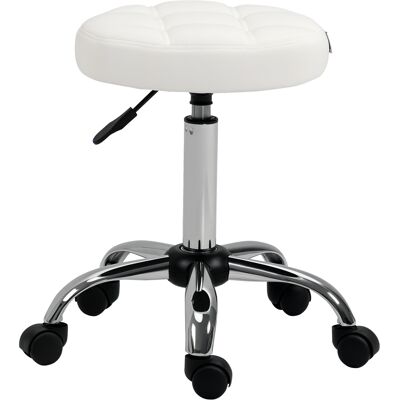 MRTRS Tabouret Pivotant, Tabouret De Salon, Hauteur Réglable, Similicuir, Motif Matelassé, Ø 35,5 X 48-63 Cm, Blanc/argent - Publicité MRTRS Tabouret Pivotant, Tabouret De Salon, Hauteur Réglable, Similicuir, Motif Matelassé, Ø 35,5 X 48-63 Cm, Blanc/argent - Publicité