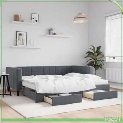 OEM Lit De Jour Avec Lit Gigogne - Faf7291712413865 - Gris Foncé - Velours - 2 Places (2x90x200 Cm) - Publicité OEM Lit De Jour Avec Lit Gigogne - Faf7291712413865 - Gris Foncé - Velours - 2 Places (2x90x200 Cm) - Publicité
