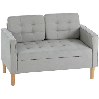 OEM Canapé 2 Places Avec Rangements, Sièges Rembourrés, Bois De Caoutchouc, 117x62x78cm, Gris Clair, Design Moderne Et Pratique - Publicité OEM Canapé 2 Places Avec Rangements, Sièges Rembourrés, Bois De Caoutchouc, 117x62x78cm, Gris Clair, Design Moderne Et Pratique - Publicité
