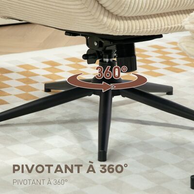 OEM Fauteuil Salon Repose-pieds Chaise Pivotante Dossier Inclinable Assise Rembourrée 72x83x107 Cm Beige - Publicité OEM Fauteuil Salon Repose-pieds Chaise Pivotante Dossier Inclinable Assise Rembourrée 72x83x107 Cm Beige - Publicité