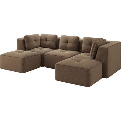 CAPSKA Caizicanapé De Salon Modulable Sans Structure, Canapé Sectionnel Modulable Avec Ottomane, Adapté Au Salon, Canapé 3 Places En Velours Côtelé Avec Assise Profonde, Aucun Montage Requis, Marron - Publicité CAPSKA Caizicanapé De Salon Modulable Sans Structure, Canapé Sectionnel Modulable Avec Ottomane, Adapté Au Salon, Canapé 3 Places En Velours Côtelé Avec Assise Profonde, Aucun Montage Requis, Marron - Publicité