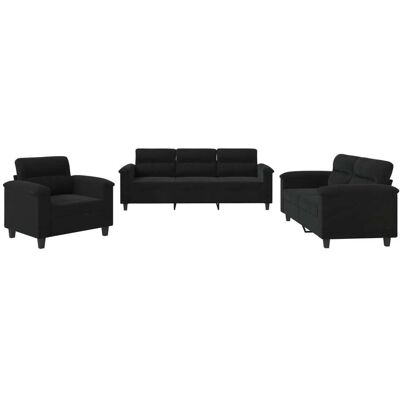 Maison Exclusive - Ensemble De Canapés 3 Pcs Avec Coussins Noir Tissu Microfibre - Publicité Maison Exclusive - Ensemble De Canapés 3 Pcs Avec Coussins Noir Tissu Microfibre - Publicité
