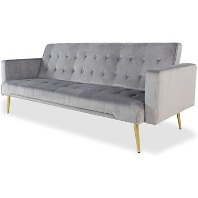 MENZZO Canapé Convertible Clic-clac Justy Velours Gris Clair - Publicité MENZZO Canapé Convertible Clic-clac Justy Velours Gris Clair - Publicité