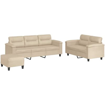 DESIGN IN Ensemble De Canapé Sofas 3 Pcs Avec Coussins Crème Tissu Microfibre - Publicité DESIGN IN Ensemble De Canapé Sofas 3 Pcs Avec Coussins Crème Tissu Microfibre - Publicité