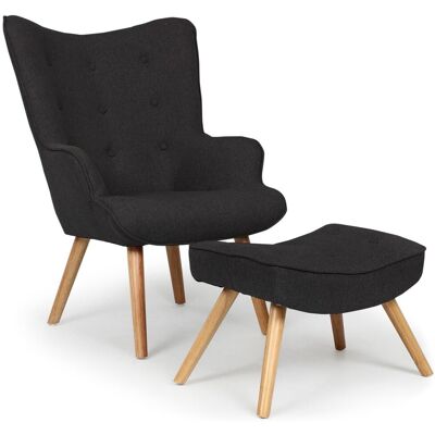 MENZZO Fauteuil Scandinave + Pouf Lylou Tissu Noir - Publicité MENZZO Fauteuil Scandinave + Pouf Lylou Tissu Noir - Publicité