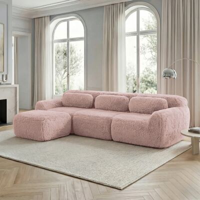 ACKERMAN Canapé Modulaire En L, Tissu Pelucheux, Canapé Profond Sans Cadre, Aucun Montage, Avec Coussins. Doux, Mousse À Haute Élasticité, Sol Antidérapant, Adapté Pour Salon, Chambre À Coucher, Rose - Publicité ACKERMAN Canapé Modulaire En L, Tissu Pelucheux, Canapé Profond Sans Cadre, Aucun Montage, Avec Coussins. Doux, Mousse À Haute Élasticité, Sol Antidérapant, Adapté Pour Salon, Chambre À Coucher, Rose - Publicité