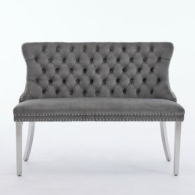 ALLAUVE Lot Unique Gris De1702gy : Banc Capitonné 2 Places En Velours, Dossier Aile, Assise Salle À Manger Et Cuisine, Rembourré Avec Boutons Artisanaux, Pieds Acier Inoxydable Brossé Argenté, Style Moderne M - Publicité ALLAUVE Lot Unique Gris De1702gy : Banc Capitonné 2 Places En Velours, Dossier Aile, Assise Salle À Manger Et Cuisine, Rembourré Avec Boutons Artisanaux, Pieds Acier Inoxydable Brossé Argenté, Style Moderne M - Publicité