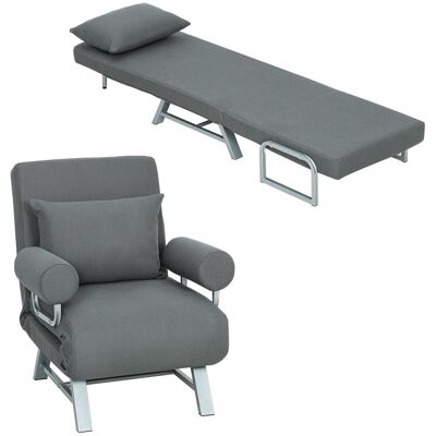 OEM Fauteuil-lit 3-en-1 Avec Dossier Inclinable Sur 5 Niveaux, En Tissu Effet Lin, 73x78x81 Cm, Gris Foncé - Publicité OEM Fauteuil-lit 3-en-1 Avec Dossier Inclinable Sur 5 Niveaux, En Tissu Effet Lin, 73x78x81 Cm, Gris Foncé - Publicité