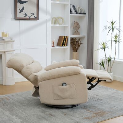 DEVOKO Fauteuil Inclinable Pivotant 360° Électrique Avec Massage Et Chauffage. Dossier Et Repose-pieds Ajustables, Kaki Clair - Publicité DEVOKO Fauteuil Inclinable Pivotant 360° Électrique Avec Massage Et Chauffage. Dossier Et Repose-pieds Ajustables, Kaki Clair - Publicité