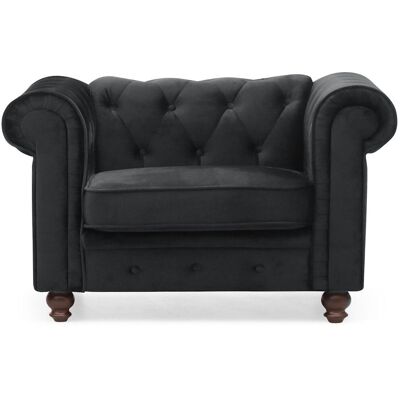 MENZZO Grand Fauteuil Chesterfield Velours Noir - Publicité MENZZO Grand Fauteuil Chesterfield Velours Noir - Publicité