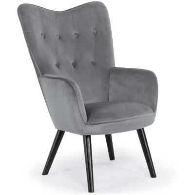 MENZZO Fauteuil Scandinave Klarys Velours Gris - Publicité MENZZO Fauteuil Scandinave Klarys Velours Gris - Publicité