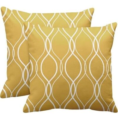 Bunthaus Lot De 2 Housses De Coussin Carrées, Lignes Blanches Et Jaunes 45x45cm, Décoration Moderne Pour Salon, Canapé Et Extérieur - Publicité Bunthaus Lot De 2 Housses De Coussin Carrées, Lignes Blanches Et Jaunes 45x45cm, Décoration Moderne Pour Salon, Canapé Et Extérieur - Publicité