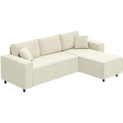 OEM Canapé D'Angle Réversible 3 Places Moderne Avec Coussins Inclus, Tissu Velours Côtelé, Crème - Publicité OEM Canapé D'Angle Réversible 3 Places Moderne Avec Coussins Inclus, Tissu Velours Côtelé, Crème - Publicité
