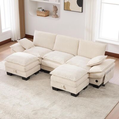 OEM Canapé Modulable Trois Places En Velours Côtelé (avec Deux Repose-pieds) – Assises Spacieuses, Design Ergonomique, Rembourrage En Mousse Haute Densité, - Publicité OEM Canapé Modulable Trois Places En Velours Côtelé (avec Deux Repose-pieds) – Assises Spacieuses, Design Ergonomique, Rembourrage En Mousse Haute Densité, - Publicité